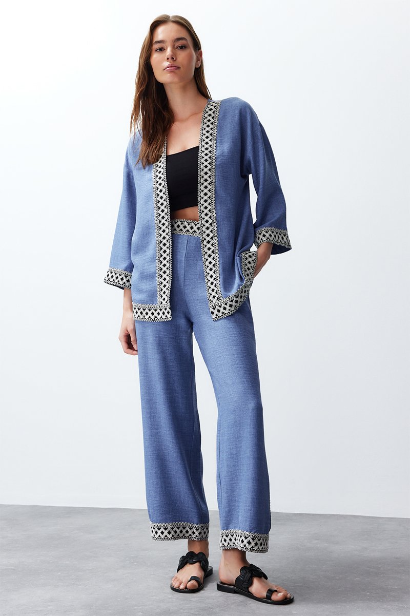 Kimono et pantalon taille haute - Indigo