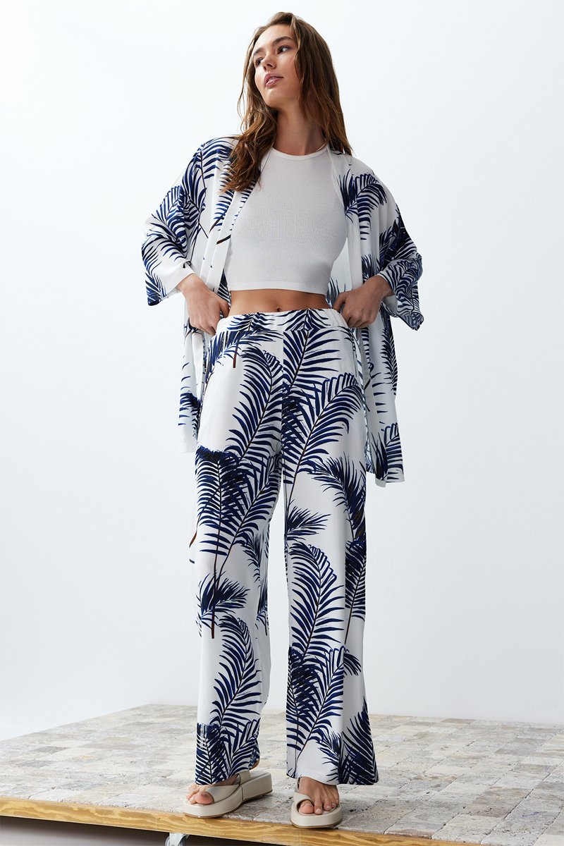 Kimono et pantalon taille haute - Indigo