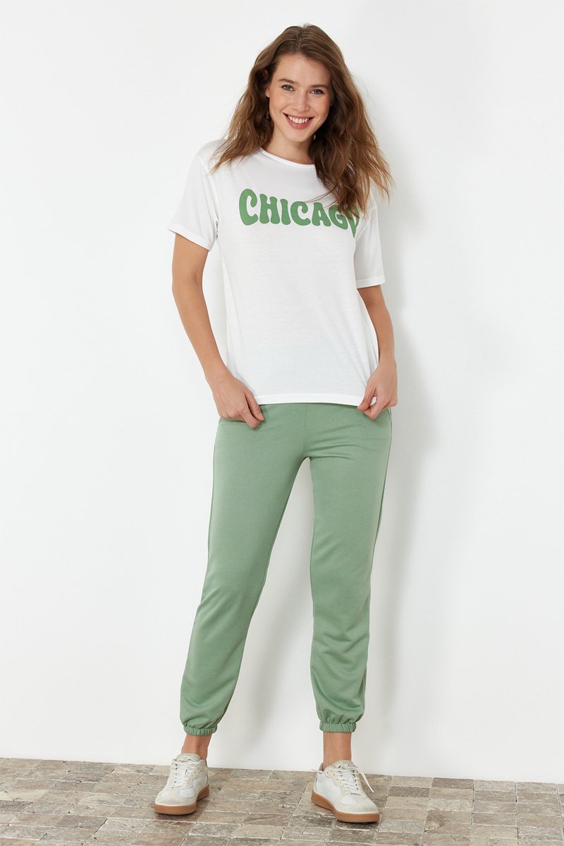 T-shirt et pantalon taille haute - Vert d’eau