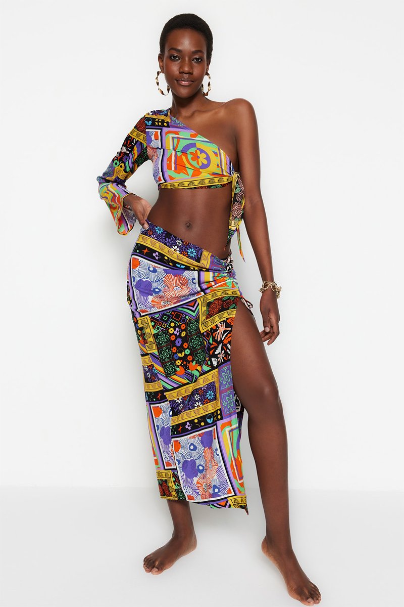 Crop top et jupe - Jaune et vert