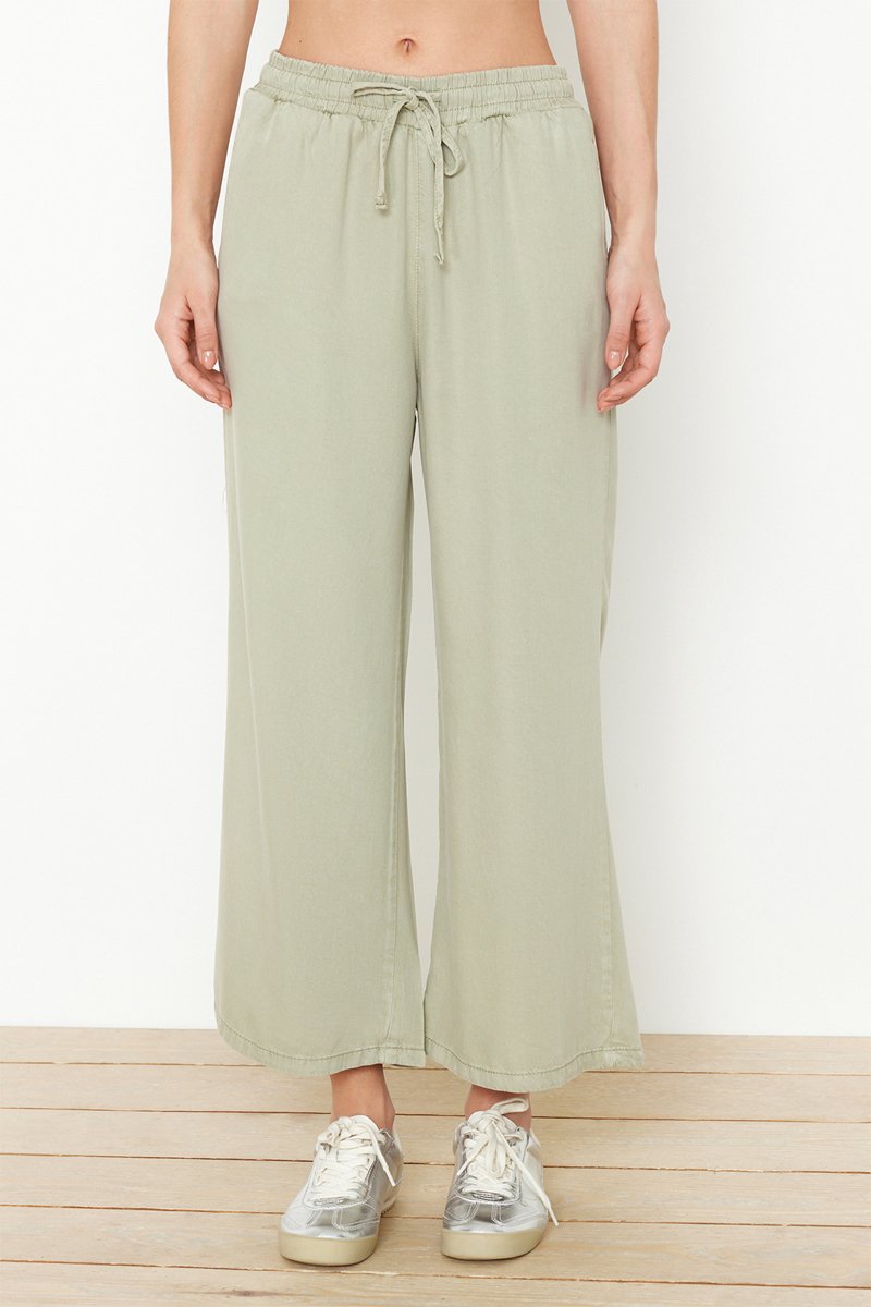 Jupe-culotte en jean taille haute - Vert clair