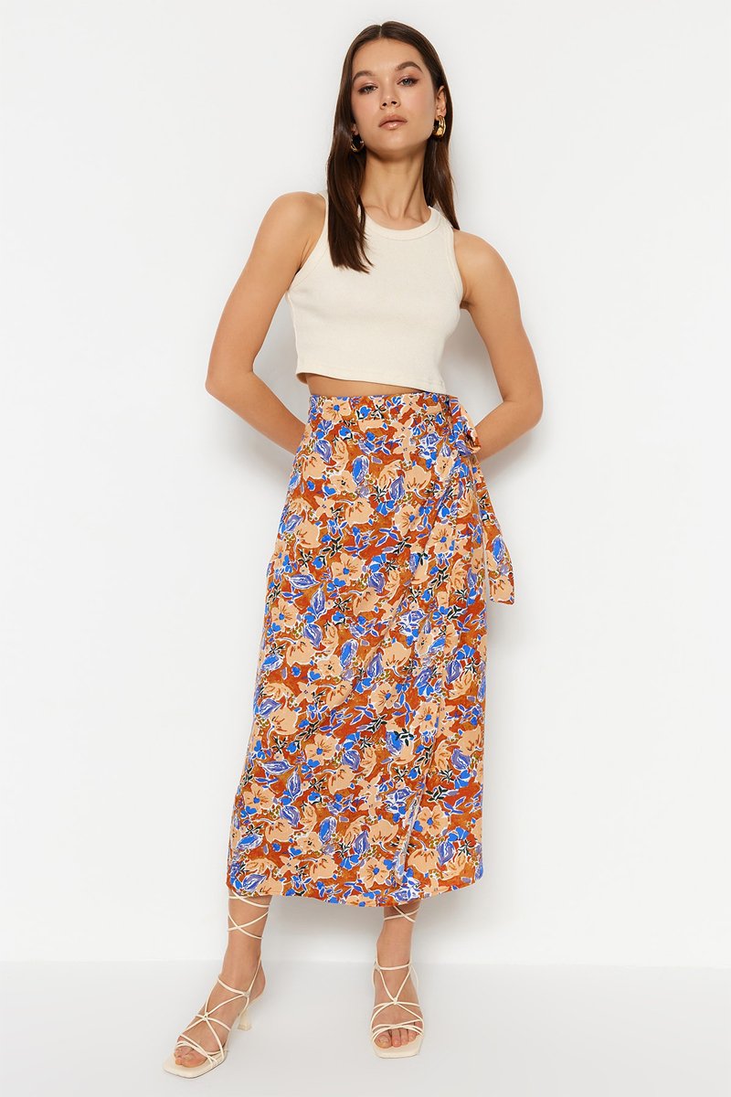 Jupe midi - Orange et violet