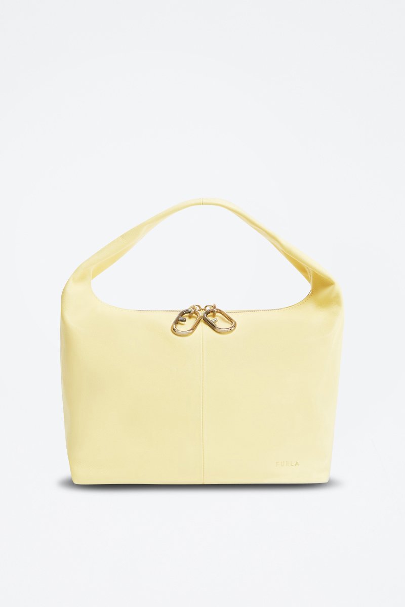 Sac à main en cuir de veau Ginger S - Jaune