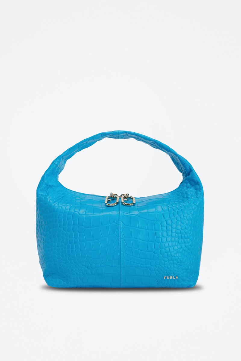Sac à main en cuir de veau Ginger S - Turquoise