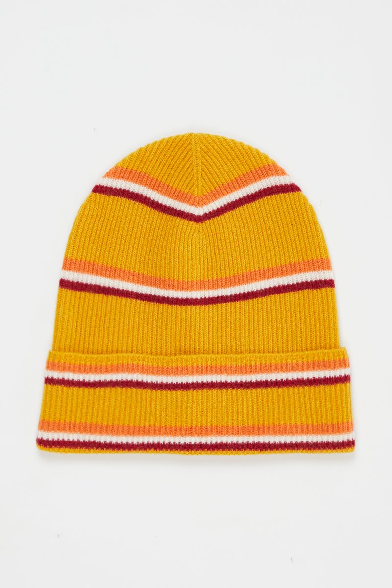 Bonnet en laine Moutarde et camel