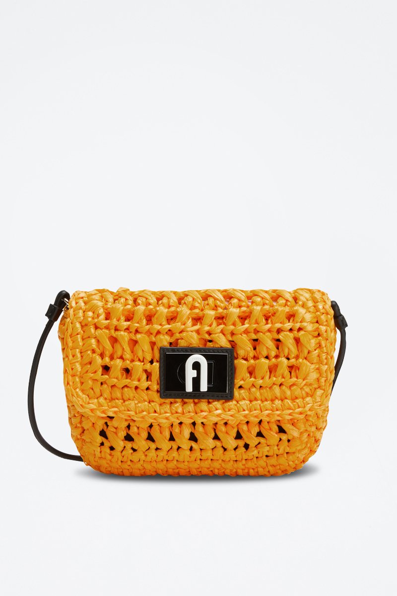 Sac porté épaule en rafia 1927 Soft Mini - Moutarde