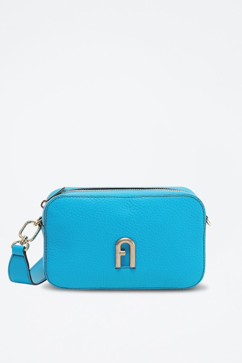 Sac bandoulière en cuir de veau Primula Mini - Bleu clair