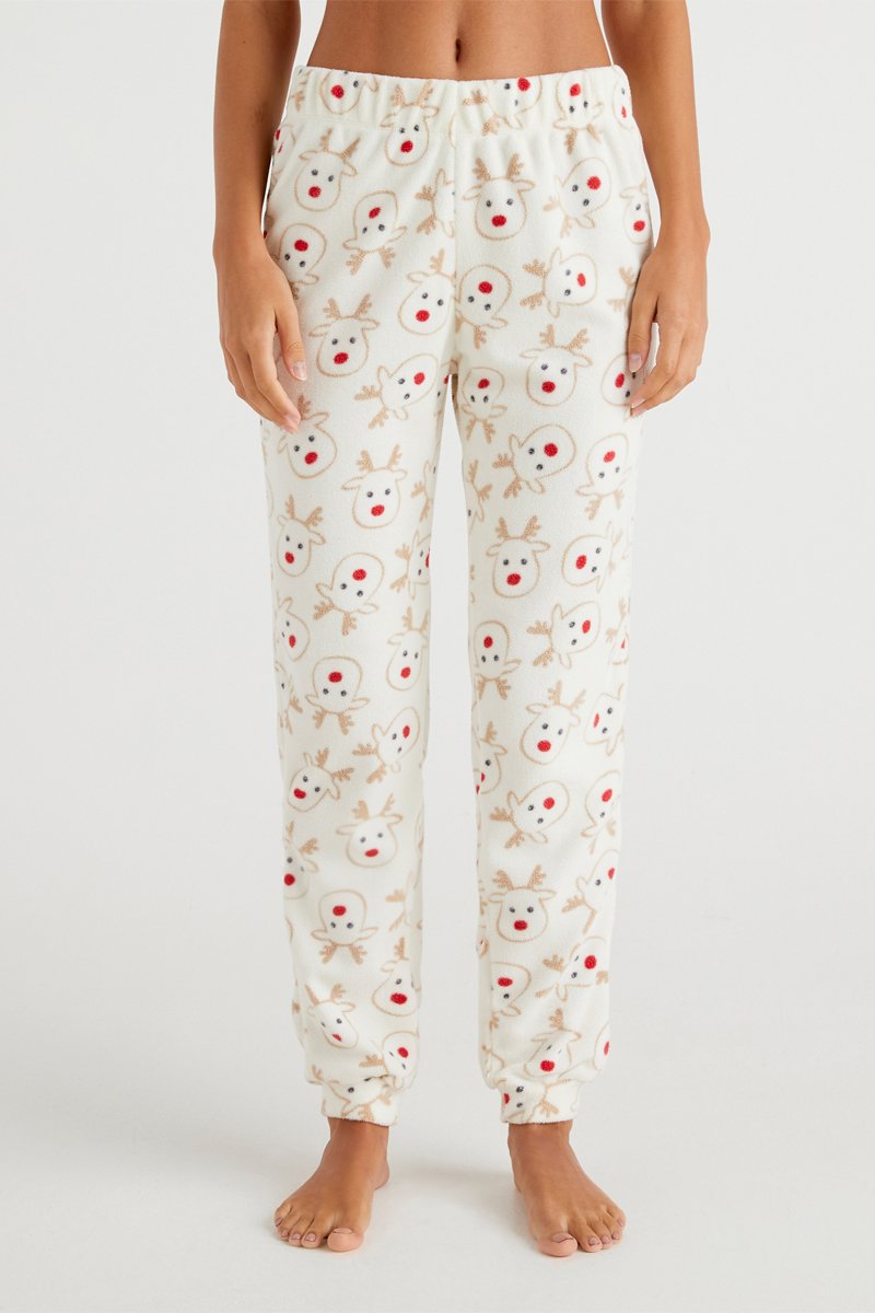 Pantalon casual Ecru