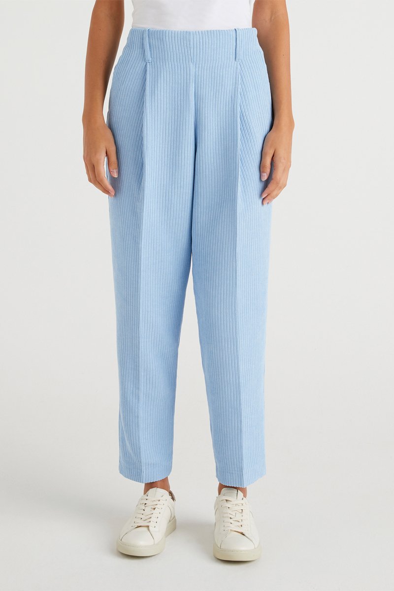 Pantalon droit en velours Ciel