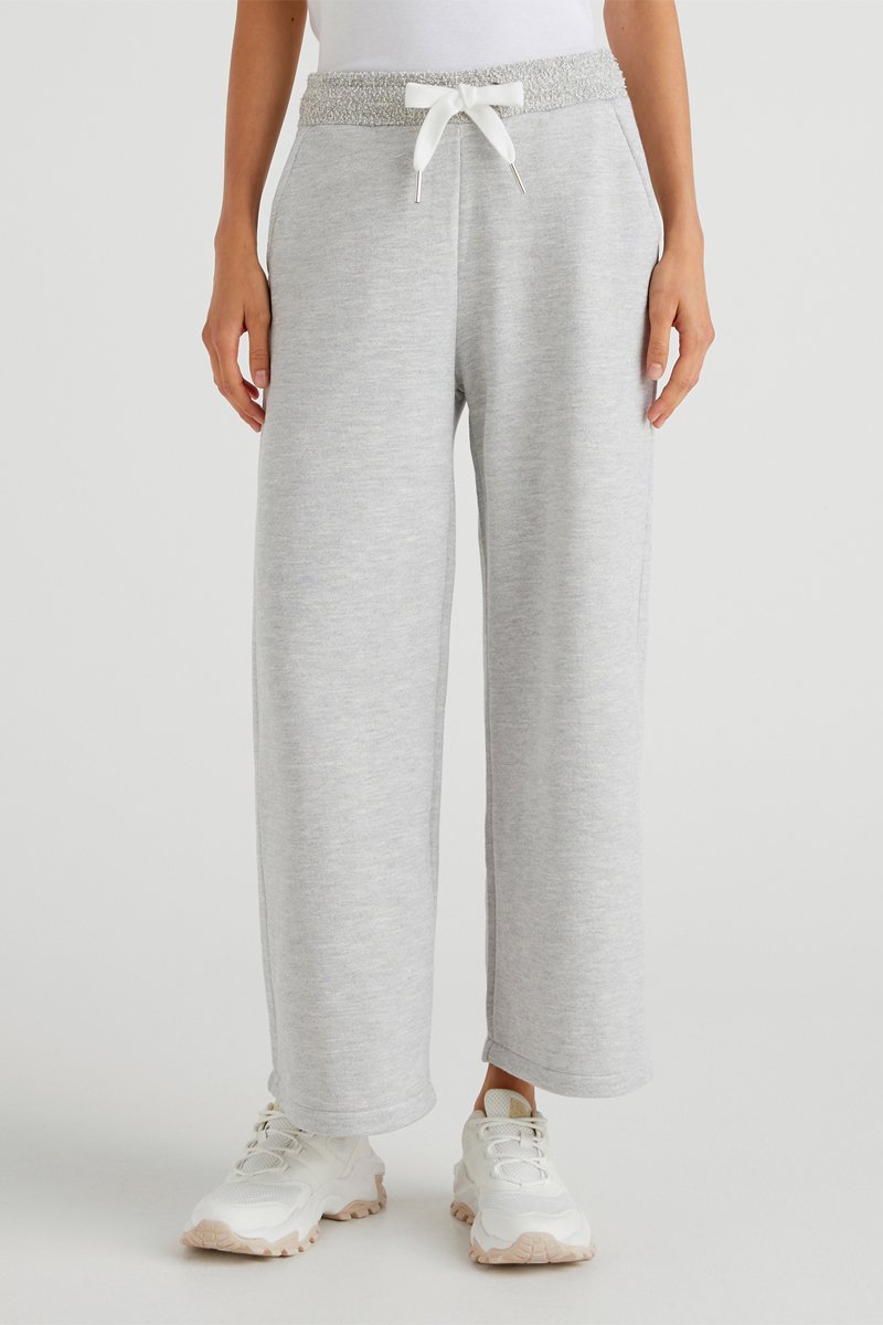 Pantalon wide legs Gris clair chiné