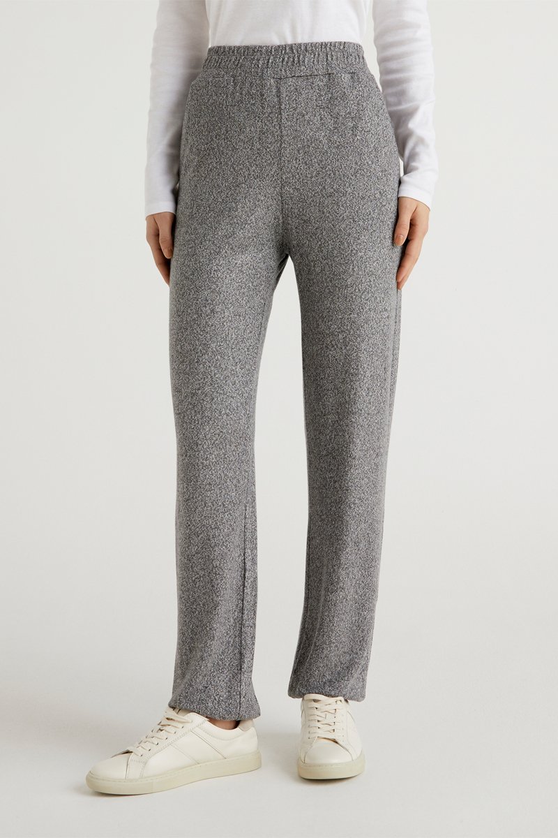 Pantalon droit Gris chiné