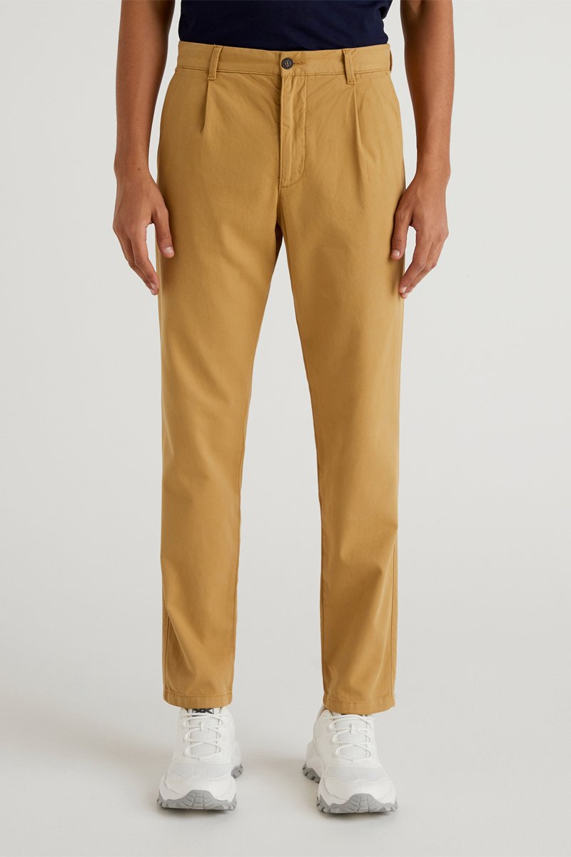 Pantalon slim taille haute Moutarde