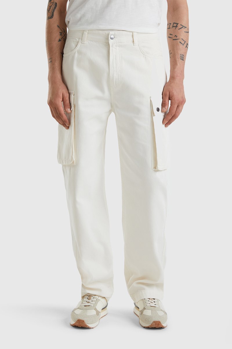 Pantalon cargo Ecru