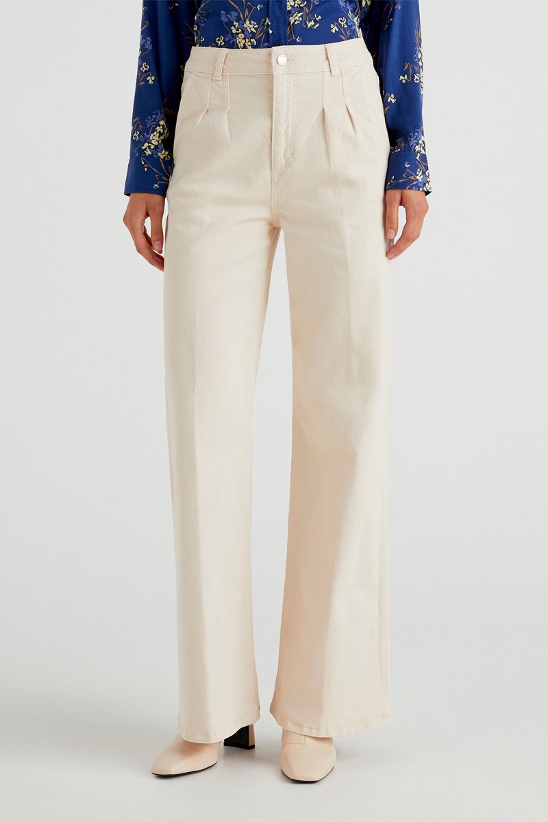 Pantalon wide legs Ecru