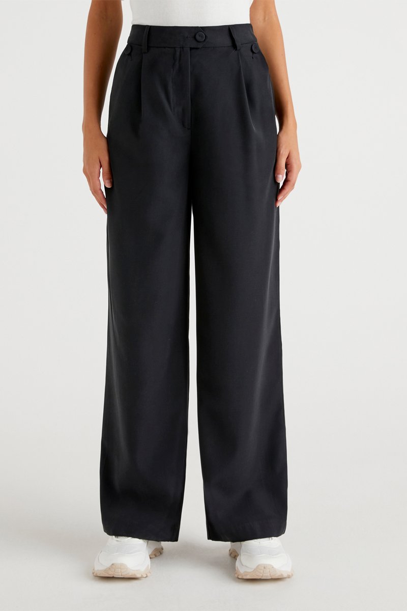 Pantalon palazzo taille haute Noir