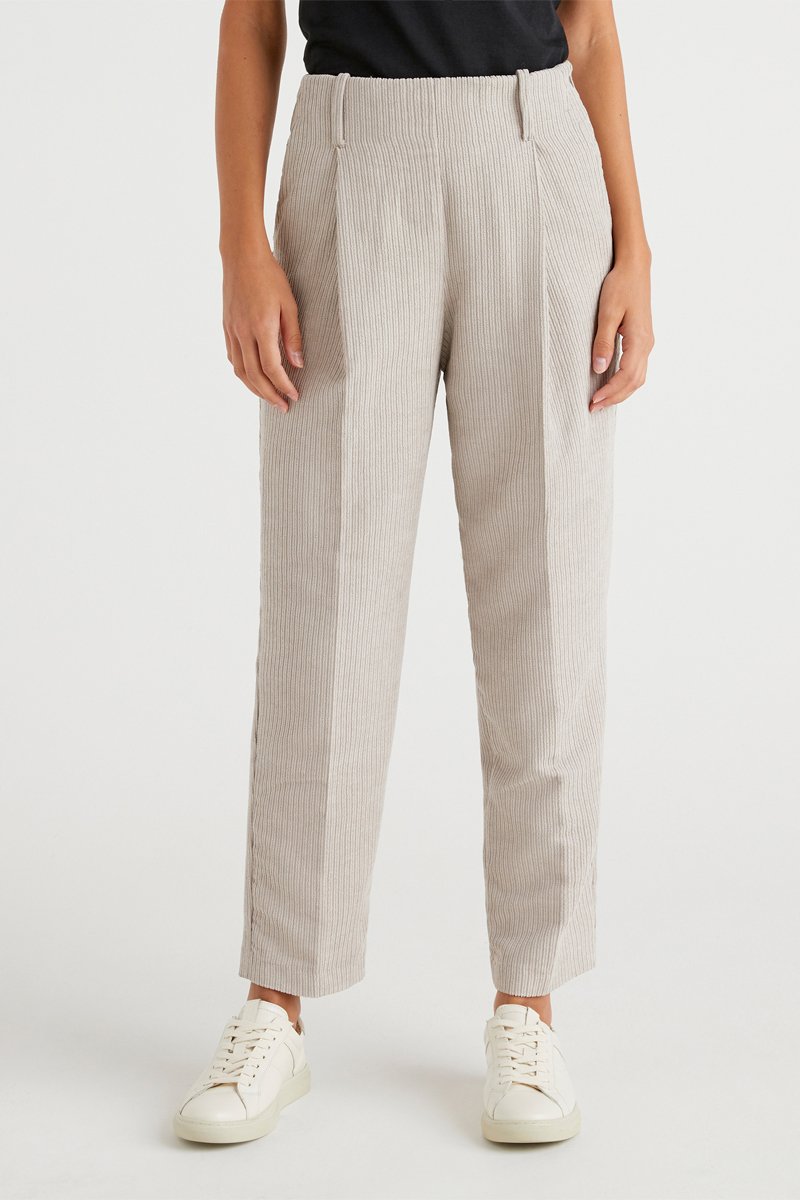 Pantalon droit en velours Gris clair