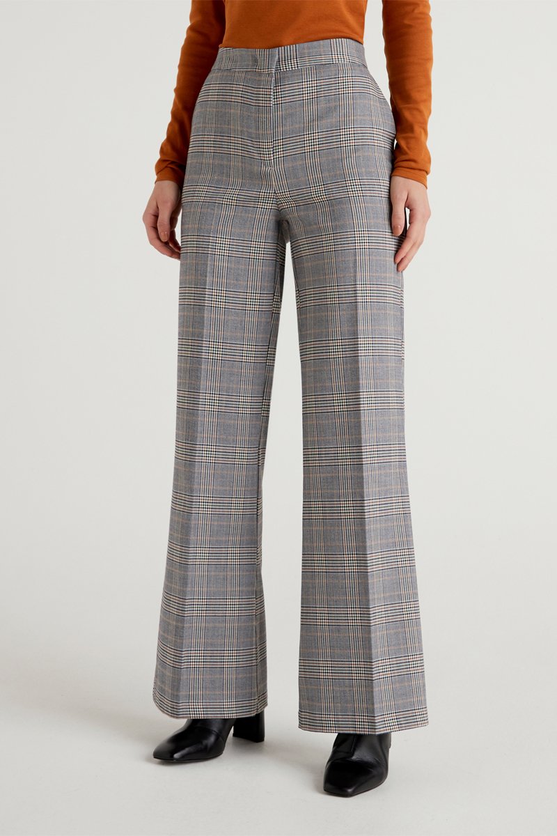 Pantalon flare taille haute Gris foncé chiné