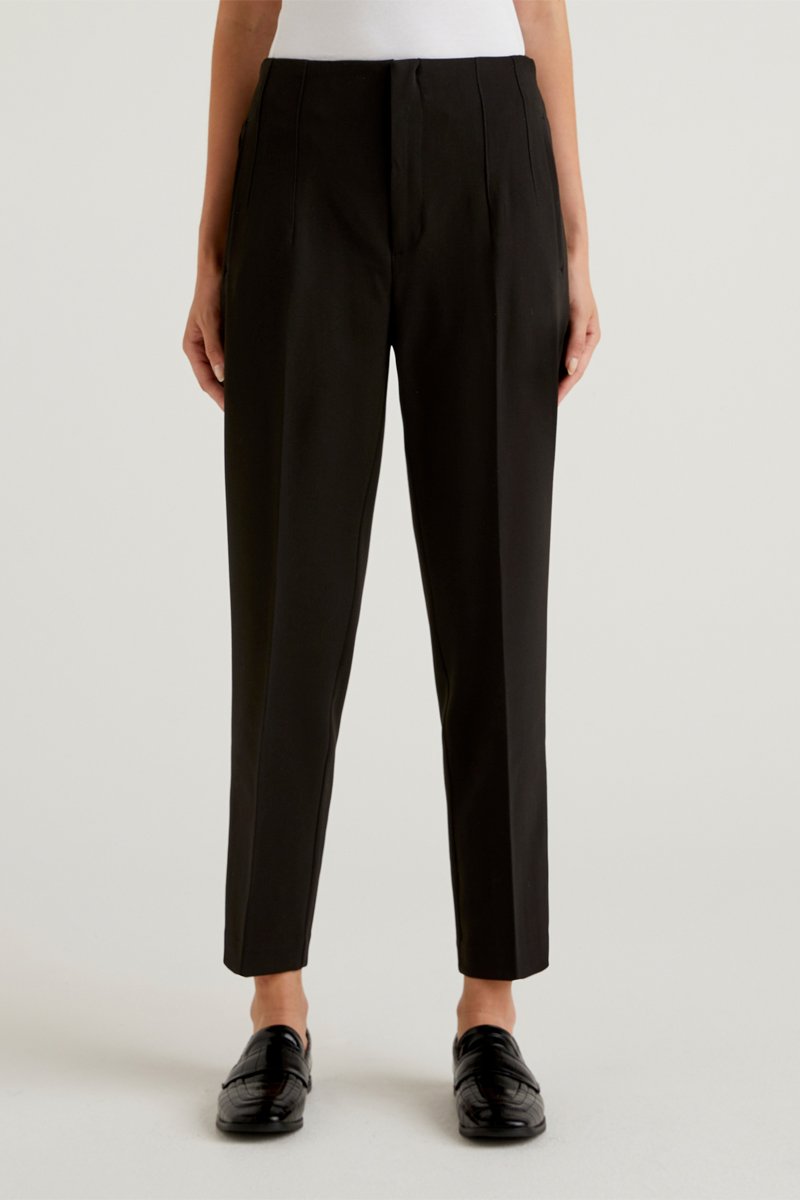 Pantalon cigarette 7/8 taille haute Noir