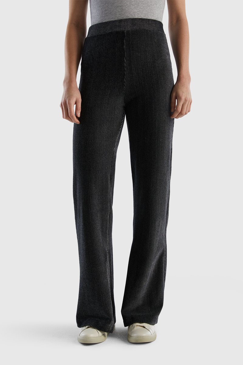 Pantalon wide legs en velours taille haute Anthracite