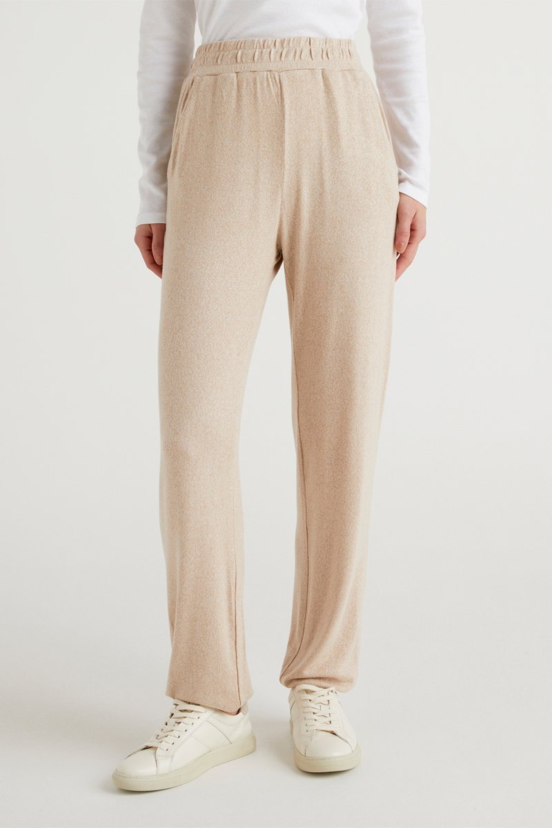 Pantalon droit Beige chiné