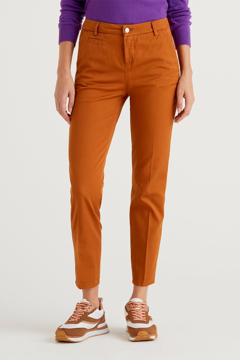 Pantalon cigarette 7/8 taille haute Camel