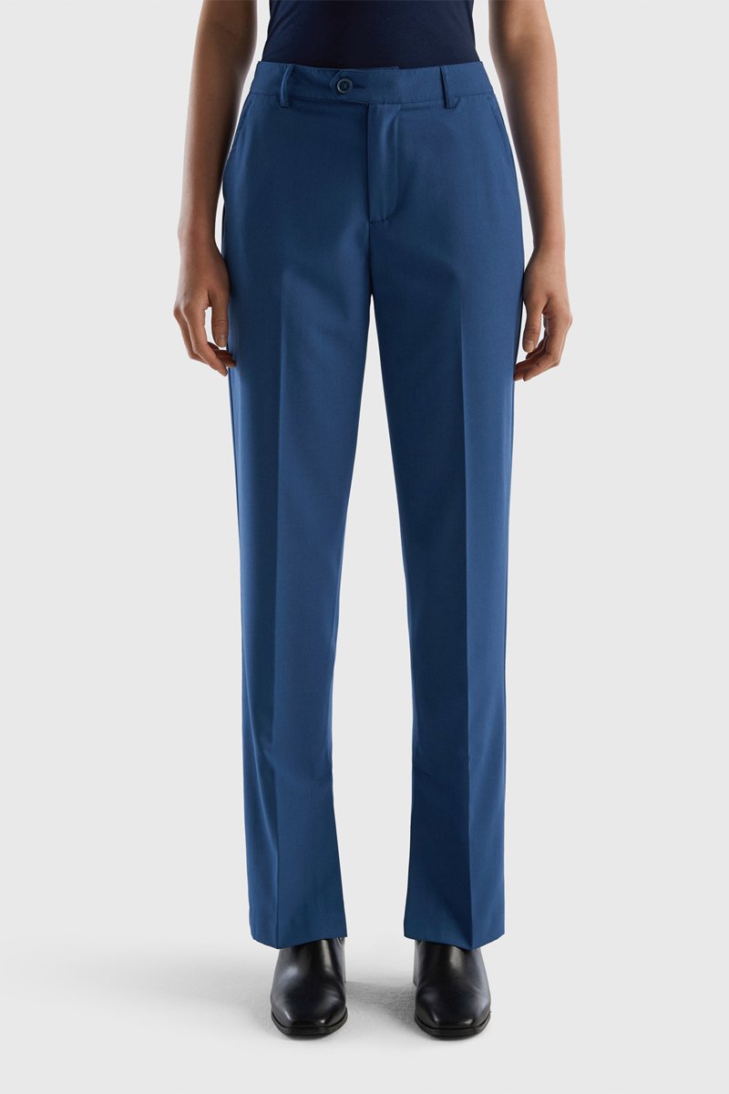 Pantalon droit taille haute Bleu cobalt