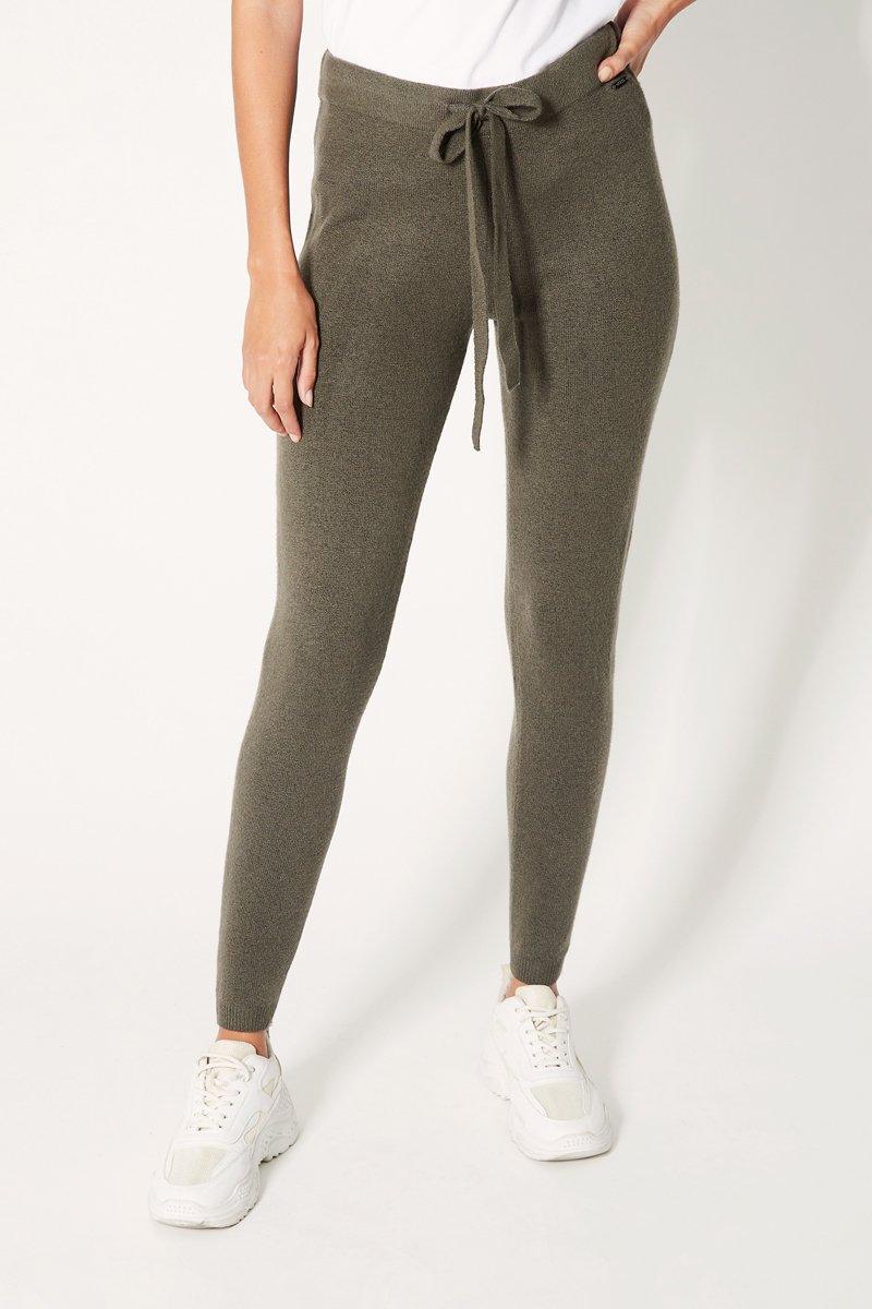 Jogging taille haute Kaki chiné