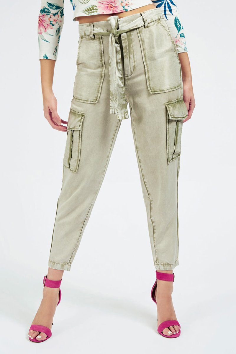 Pantalon cargo taille haute Kaki