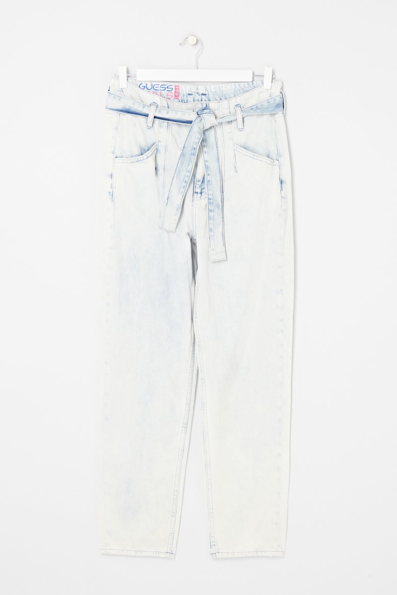 Jean mom Ciel et blanc