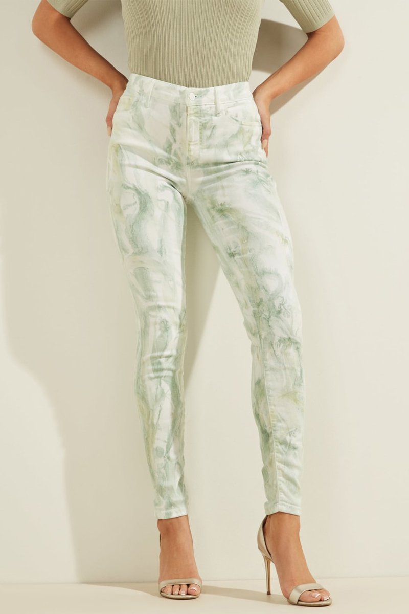 Jean skinny tie and dye taille haute Blanc