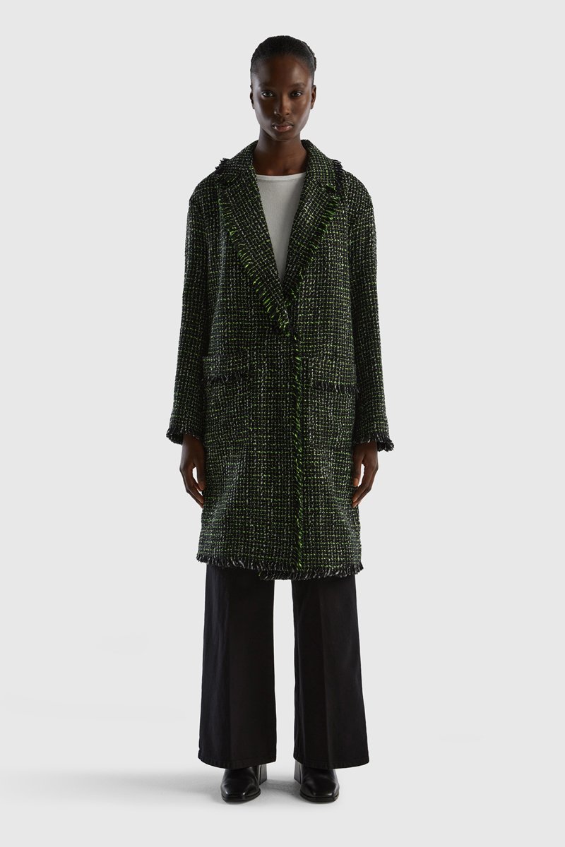 Manteau en tweed Noir et vert