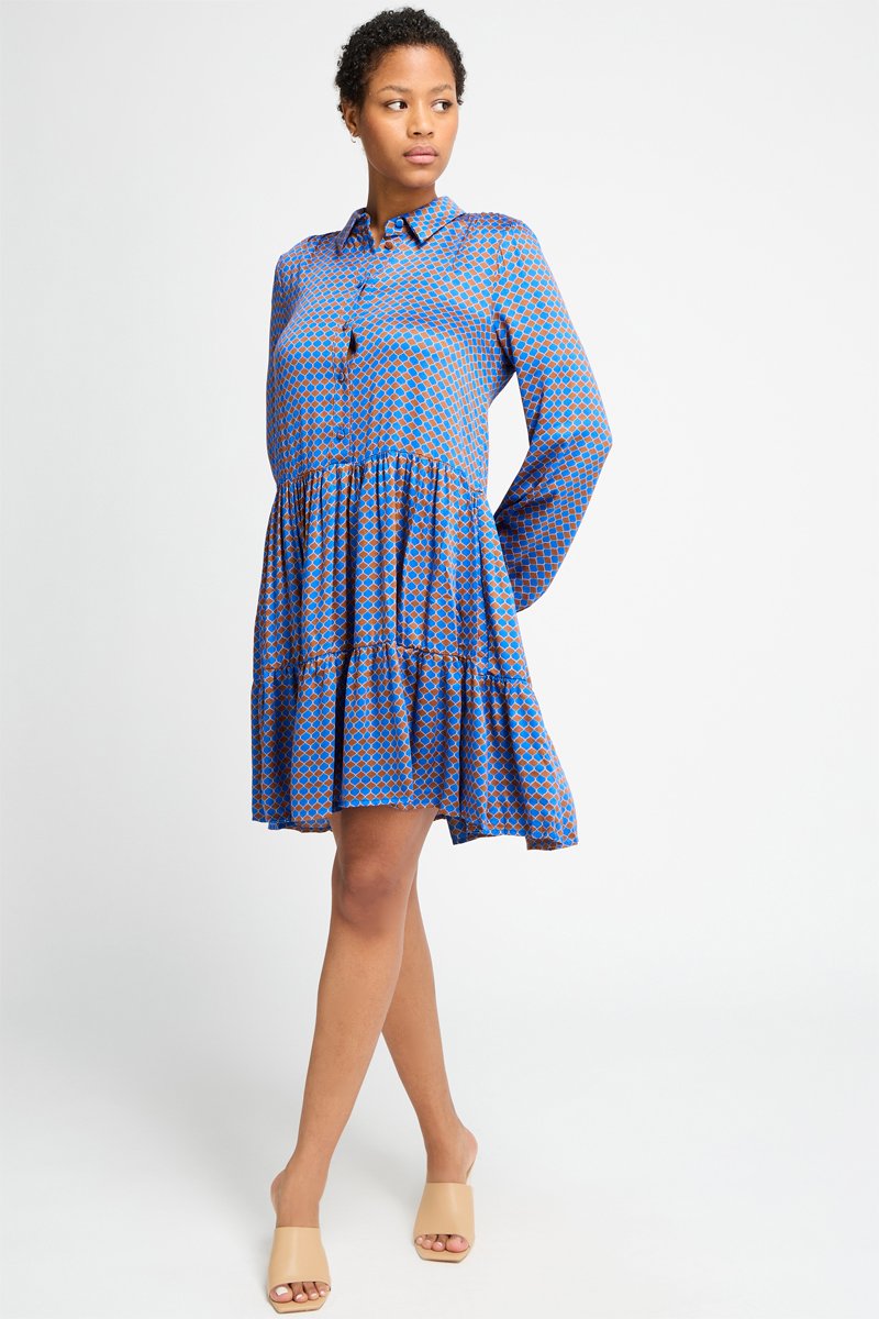 Robe patineuse Bleu électrique et marron