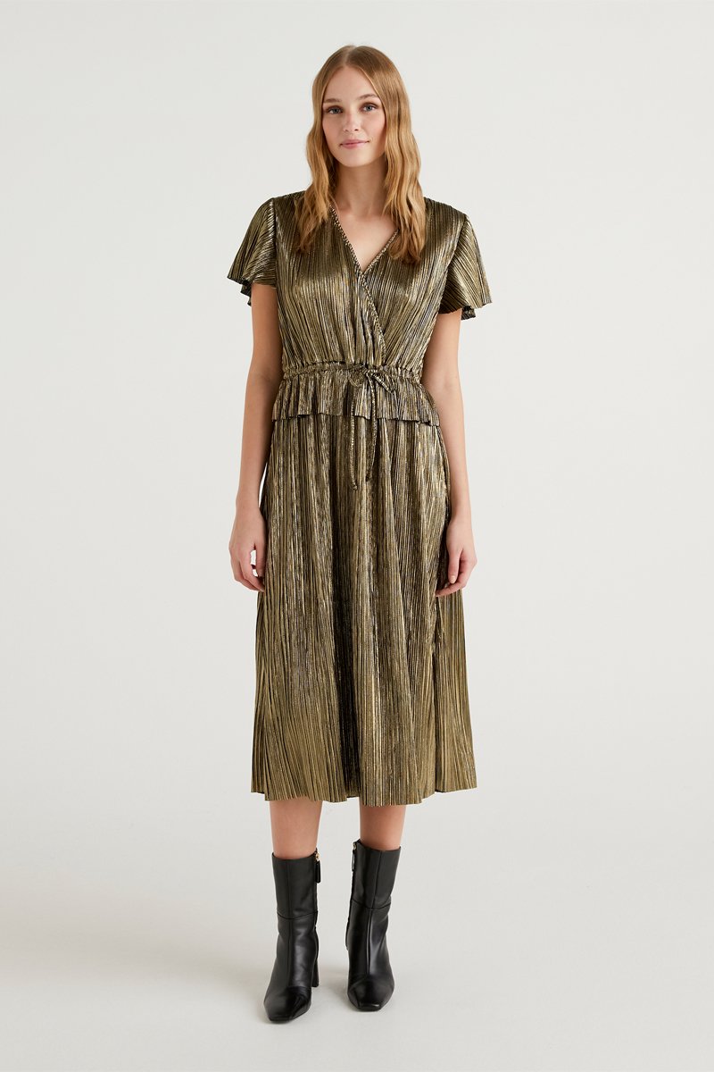 Robe plissée Kaki