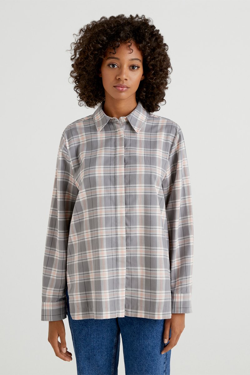 Chemisier Gris foncé et beige