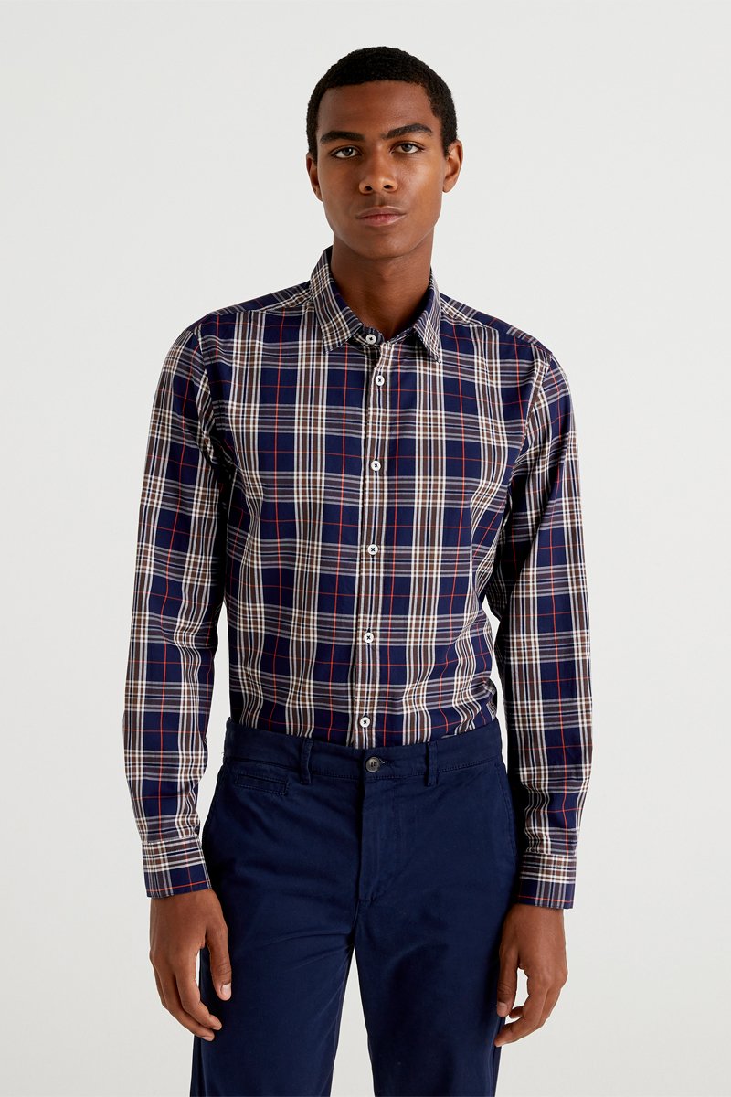 Chemise Bleu marine et marron