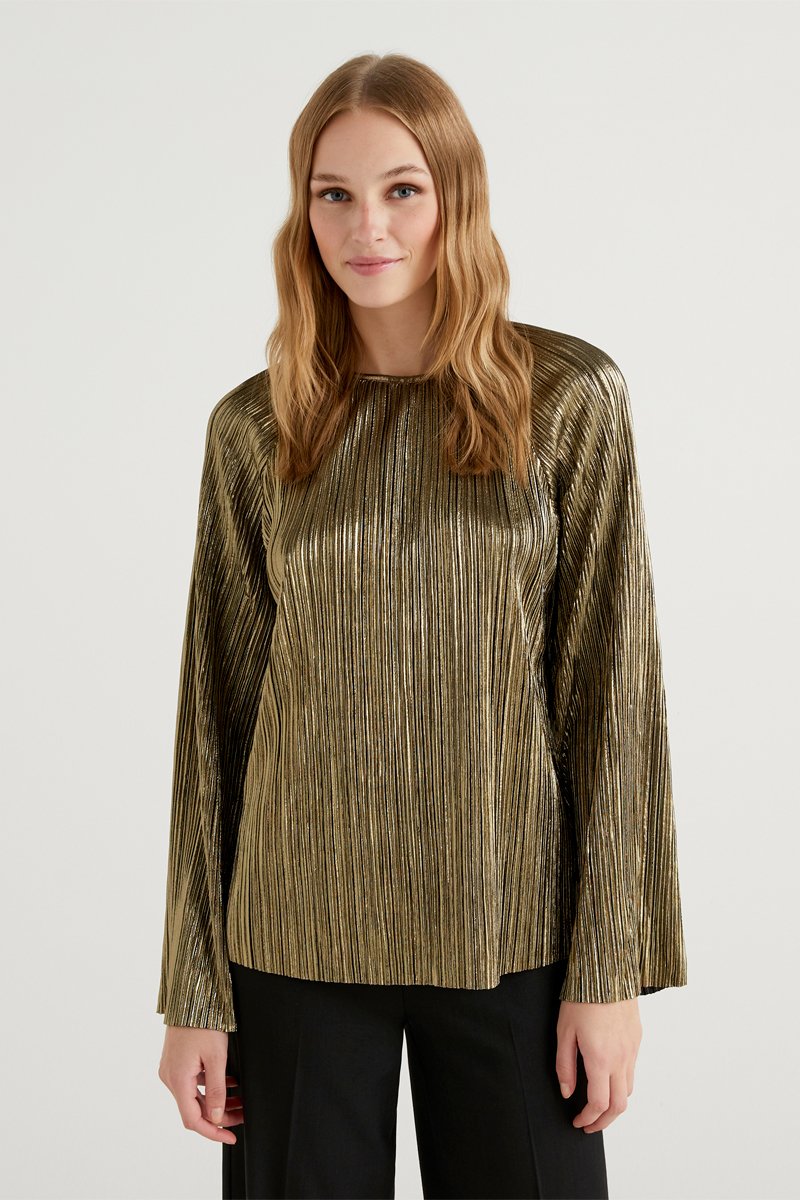 Blouse plissée Doré
