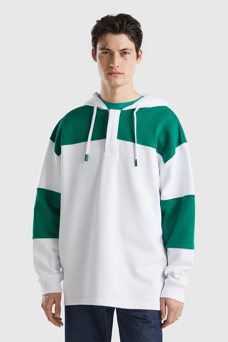 Sweat à capuche Blanc et vert