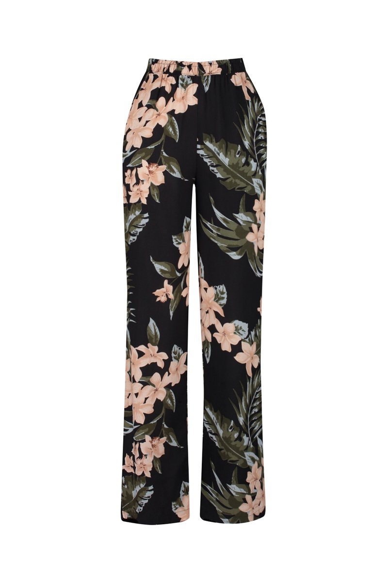 Pantalon wide legs taille haute - Multicolore