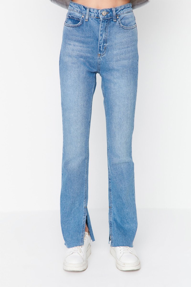 Jean flare taille haute - Bleu