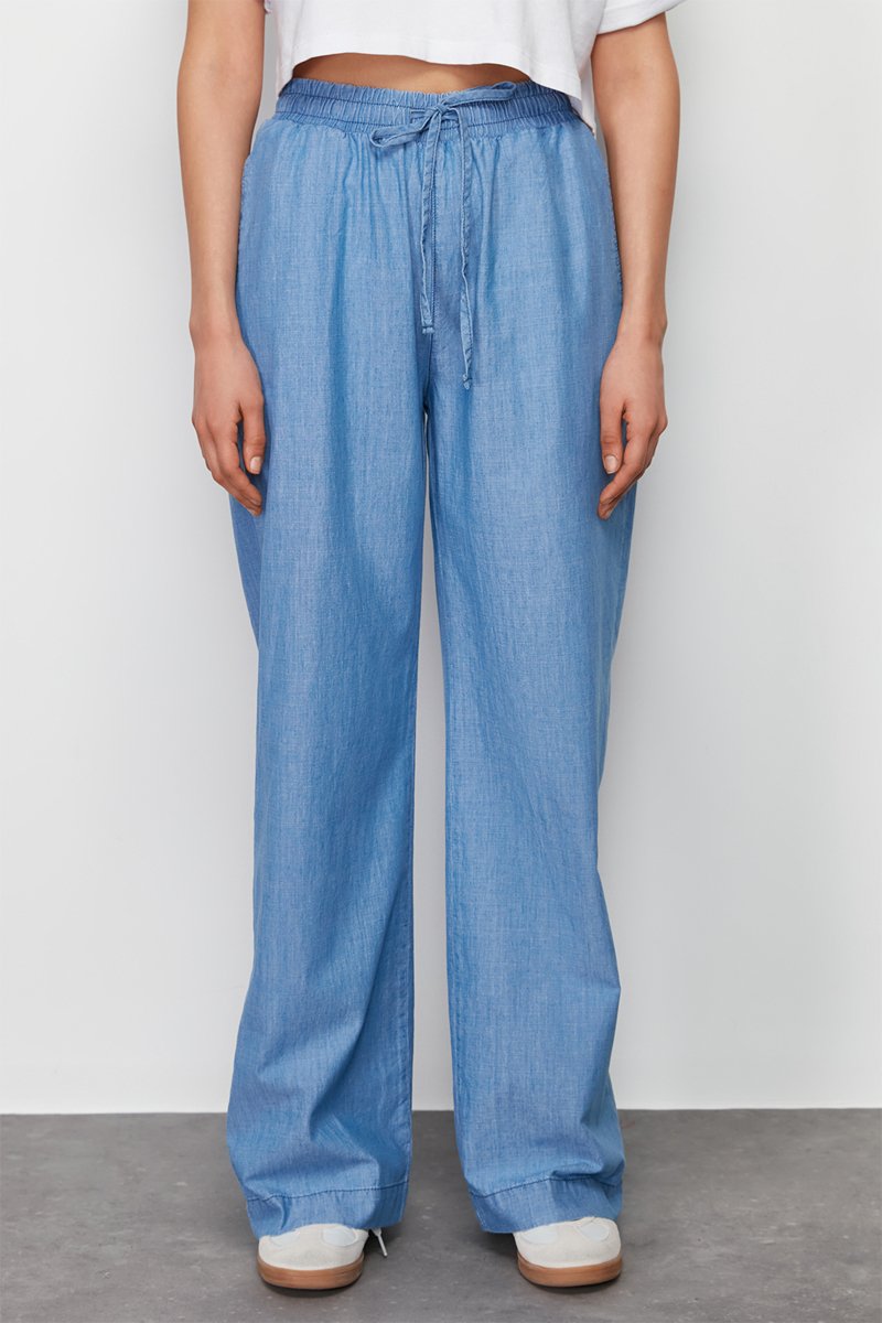 Jean wide legs taille haute - Bleu