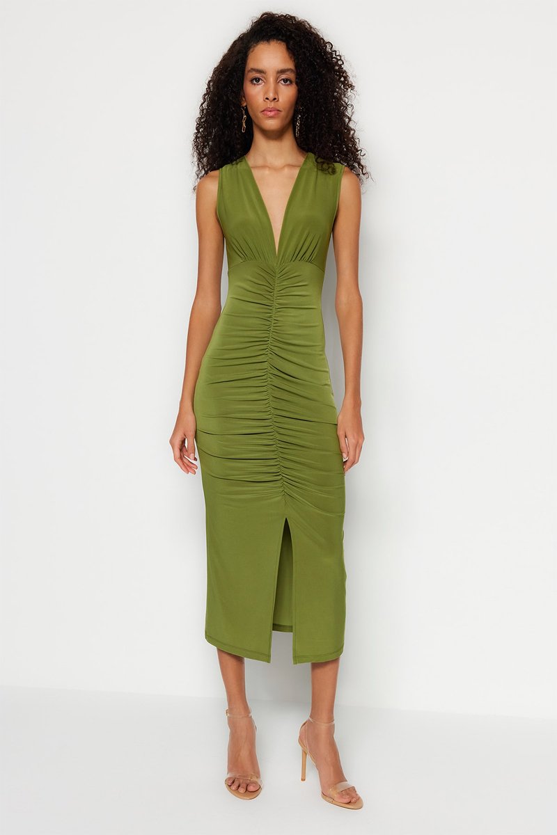 Robe midi - Vert olive