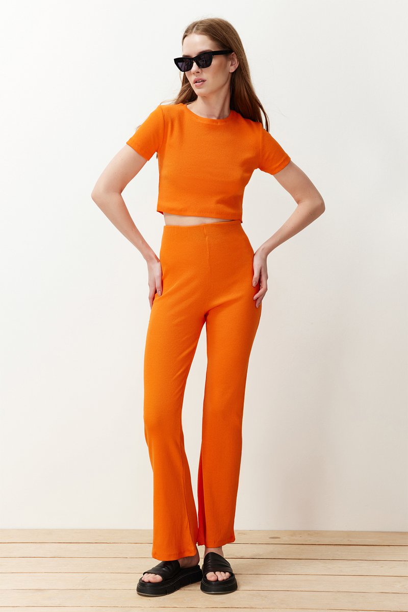 Crop top et pantalon taille haute - Orange