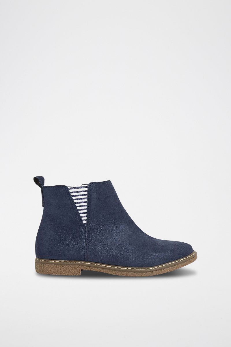 Bottines Chelsea en nubuck Bleu marine - Okaïdi