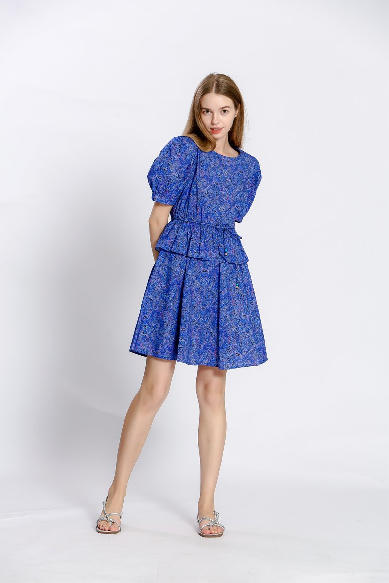 Robe patineuse - Bleu cobalt - 100% coton
