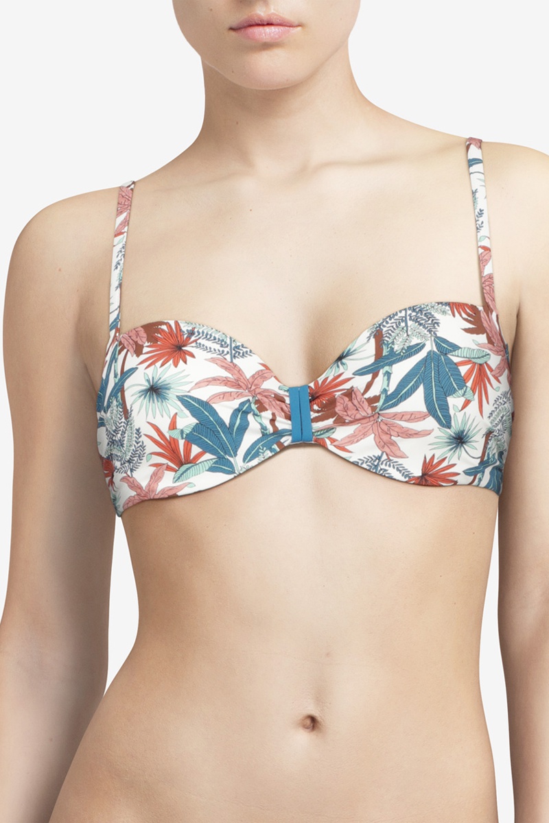 Haut de maillot coques Bay - Ecru et bleu pétrole - Chantelle