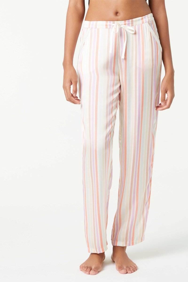 Pantalon droit Parfum Blanc et mauve - Darjeeling