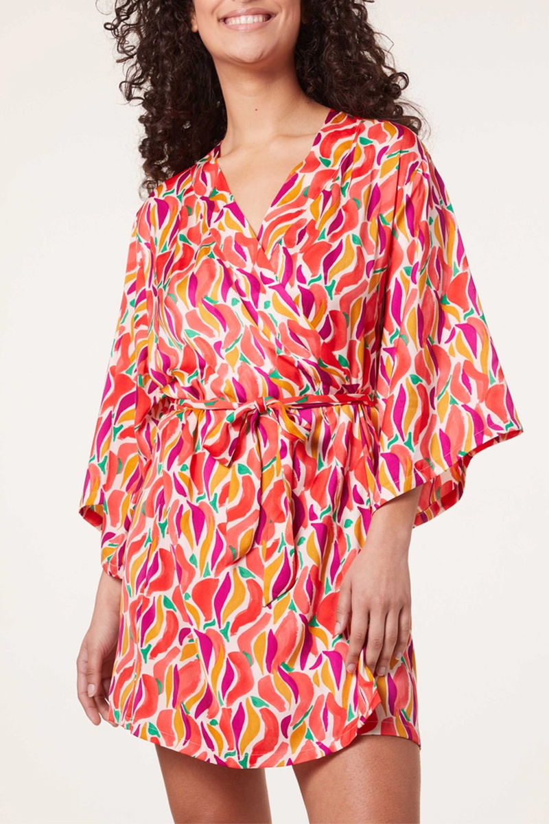 Kimono Colorful Corail et fuchsia - Darjeeling