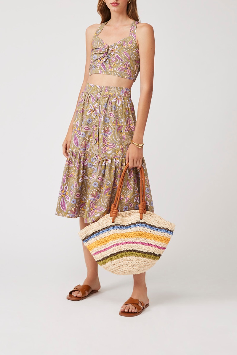 Sac porté épaule en raphia Atina Beige