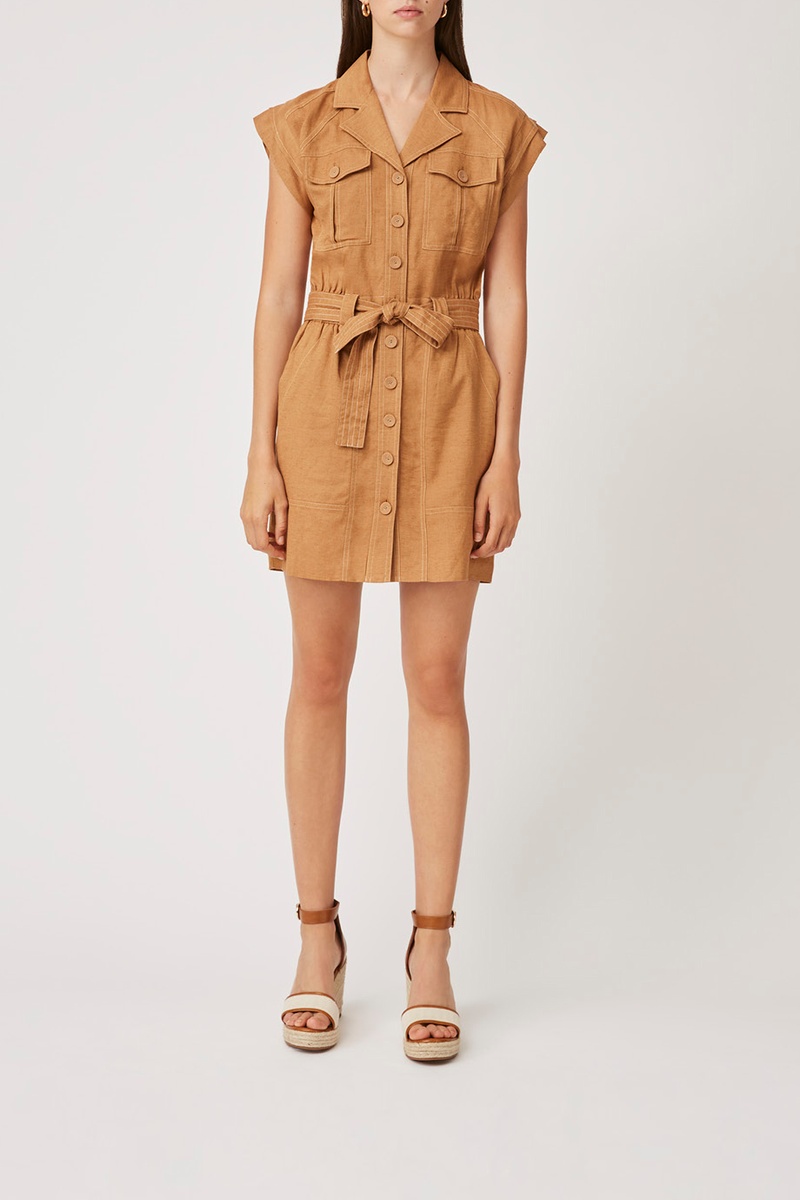 Robe chemise en lin Cana Camel