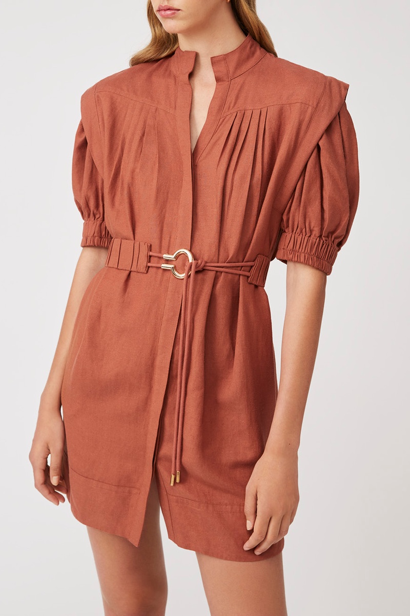 Robe chemise en lin Cassey Rouge brique